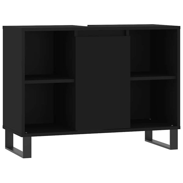 vidaXL Mueble de ba&ntilde;o madera de ingenier&iacute;a negro 80x33x60 cm