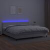 vidaXL Cama box spring colch&oacute;n y LED cuero sint&eacute;tico blanco 200x200 cm