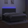 vidaXL Cama box spring colch&oacute;n y luces LED tela gris oscuro 180x200 cm