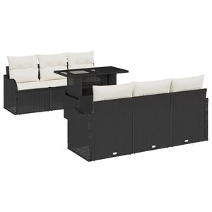 vidaXL Conjunto de sof&aacute; de jard&iacute;n 7 uds. 6 plaza Negro
