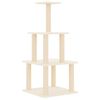 vidaXL Rascador para gatos con postes de sisal color crema 111 cm