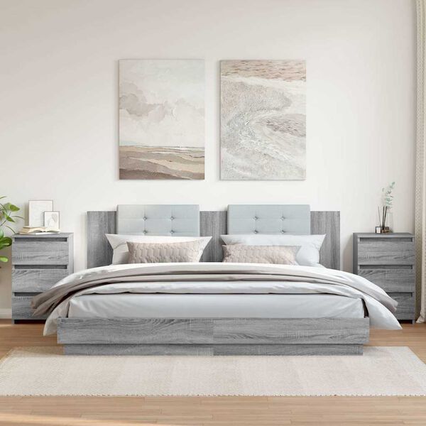 vidaXL Mesitas de noche 2 uds contrachapado gris Sonoma 40x35x62,5 cm