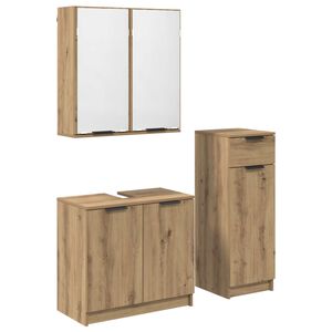 vidaXL Juego de muebles de ba&ntilde;o con caj&oacute;n 3 pcs Roble artesanal
