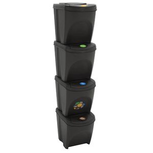 vidaXL Cubos de basura apilables 4 uds polipropileno gris 100 L
