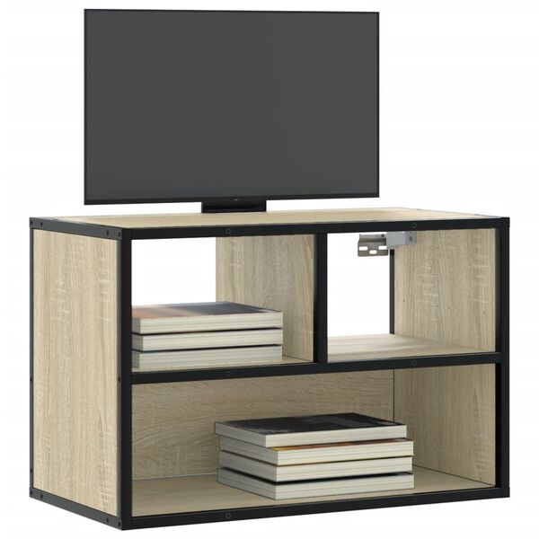 vidaXL Mueble TV madera ingenier&iacute;a y metal roble Sonoma 60x31x39,5 cm