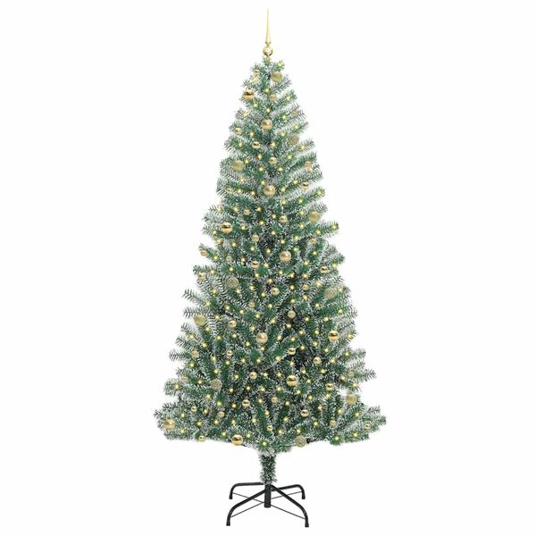 vidaXL &Aacute;rbol de Navidad Artificial Nevado con Luz LED Verde y 240 cm