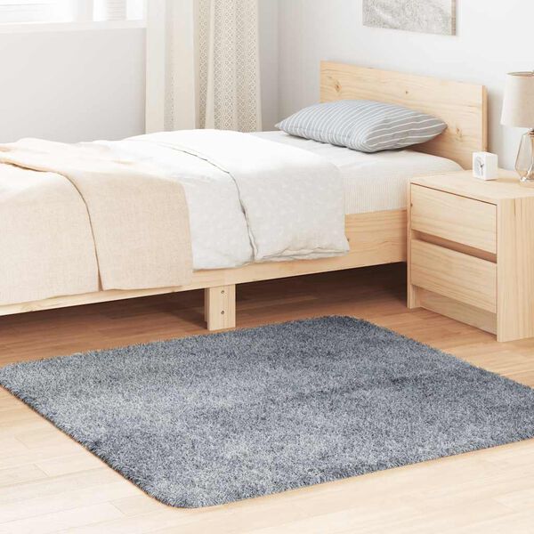 vidaXL Alfombra de pelo largo NAVARRA gris claro 120x120 cm poli&eacute;ster