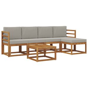 vidaXL Conjunto de sof&aacute;s de exterior 6 pcs Gris Natural y Claro