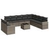 vidaXL Set de sof&aacute;s de jard&iacute;n 11 pzas y cojines rat&aacute;n sint&eacute;tico gris
