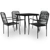 vidaXL Set de comedor de jard&iacute;n 5 pzas cuerda de algod&oacute;n y acero negro