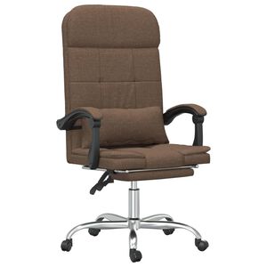 vidaXL Silla de oficina reclinable con masaje de tela marrón