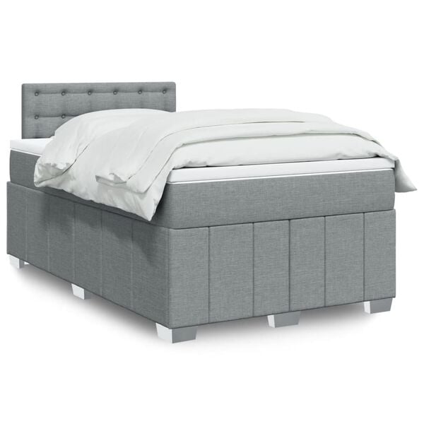 vidaXL Cama box spring con colch&oacute;n tela gris claro 120x190 cm