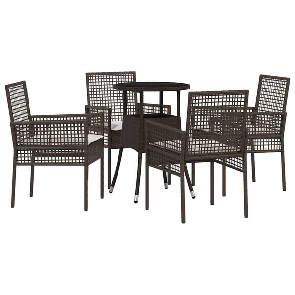 vidaXL Conjunto de Comedor de Jardín 5 pcs Marrón Poliratán