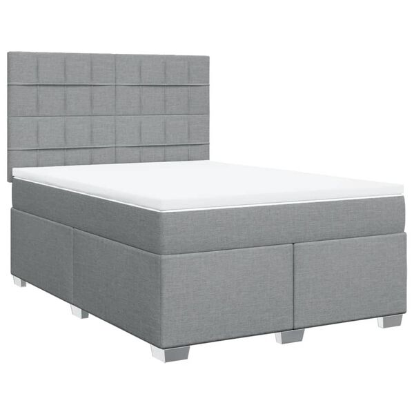 vidaXL Cama box spring con colch&oacute;n tela gris claro 140x190 cm