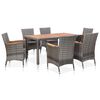 vidaXL Set de comedor para jard&iacute;n 7 pzas cojines rat&aacute;n sint&eacute;tico gris