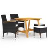 vidaXL Juego de comedor de jard&iacute;n de 5 piezas negro