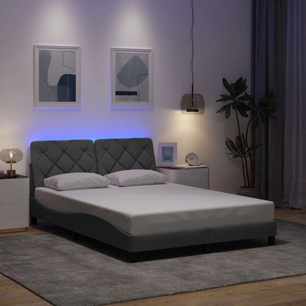 vidaXL Estructura de cama con LED sin colch&oacute;n gris claro 140x200 cm