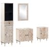 vidaXL Juego de muebles de ba&ntilde;o con caj&oacute;n 4 pcs Madera de mango maciza