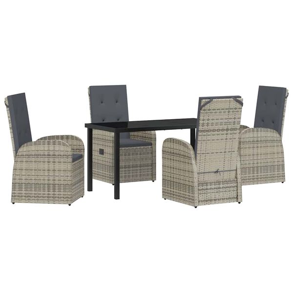 vidaXL Conjunto de Comedor de Jard&iacute;n 5 pcs Gris rat&aacute;n sint&eacute;tico