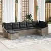 vidaXL Conjunto de sof&aacute; de jard&iacute;n 7 pcs Gris Claro rat&aacute;n sint&eacute;tico