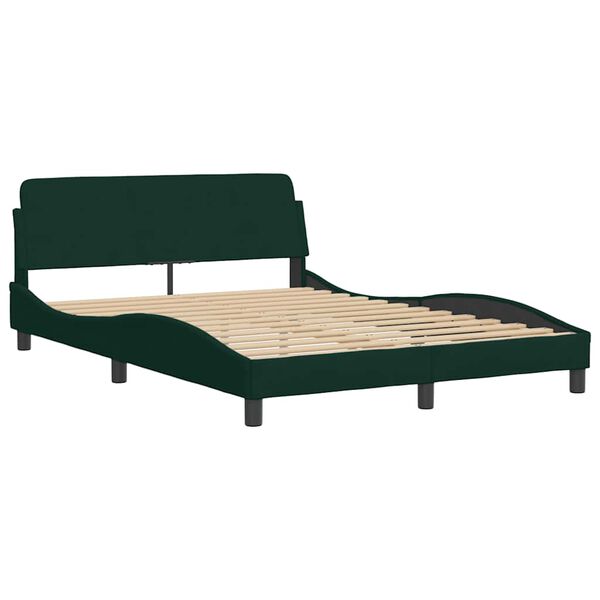 vidaXL Cama con colch&oacute;n terciopelo verde oscuro 120x200 cm