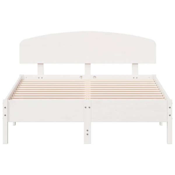 vidaXL Estructura de cama sin colch&oacute;n madera maciza blanca 120x190 cm
