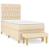 vidaXL Cama box spring con colch&oacute;n tela color crema 90x190 cm