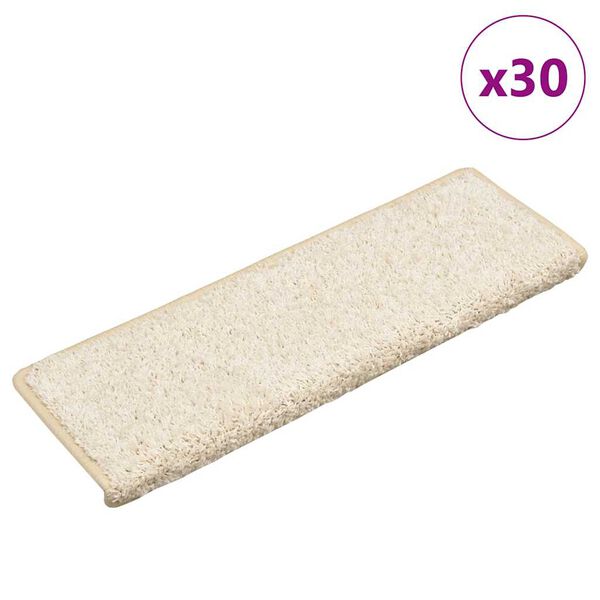 vidaXL Alfombrillas para escaleras 30 unidades 65x21x4 cm Blanco Borde Rectangular