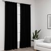 vidaXL Cortinas opacas con ganchos look de lino 2 pzas negro 140x245cm