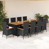vidaXL Set de comedor jard&iacute;n 11 pzas con cojines rat&aacute;n sint&eacute;tico negro