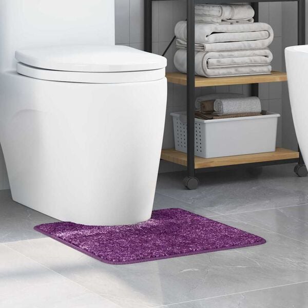 vidaXL Alfombra antideslizante para ba&ntilde;o con corte para inodoro Morado