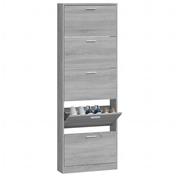 vidaXL Mueble zapatero madera contrachapada gris Sonoma 59x17x169 cm