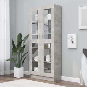 vidaXL Vitrina de madera de ingenier&iacute;a gris hormig&oacute;n 82,5x30,5x185cm