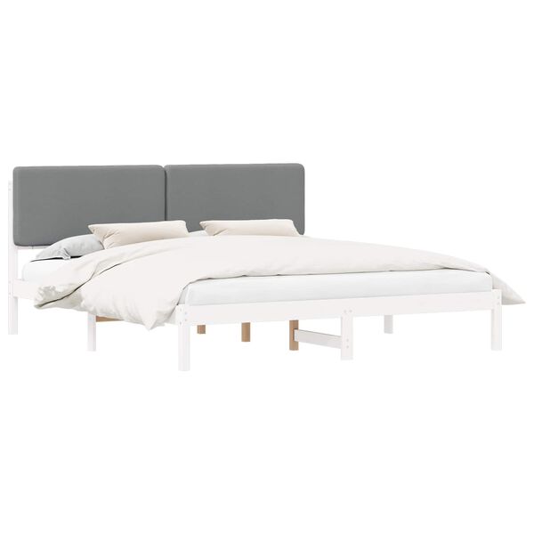vidaXL Estructura de Cama con Cabecera Tapizada Gris Claro