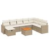 vidaXL Set de sof&aacute;s de jard&iacute;n 9 pzas con cojines rat&aacute;n sint&eacute;tico beige