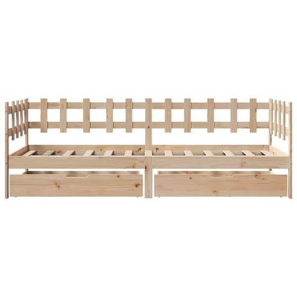 vidaXL Sof&aacute; cama con cajones madera maciza de pino 90x190 cm