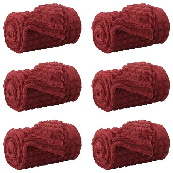 vidaXL Mantitas de Sof&aacute; 6 pcs Rojo Burdeos 150 x 130 cm Lana