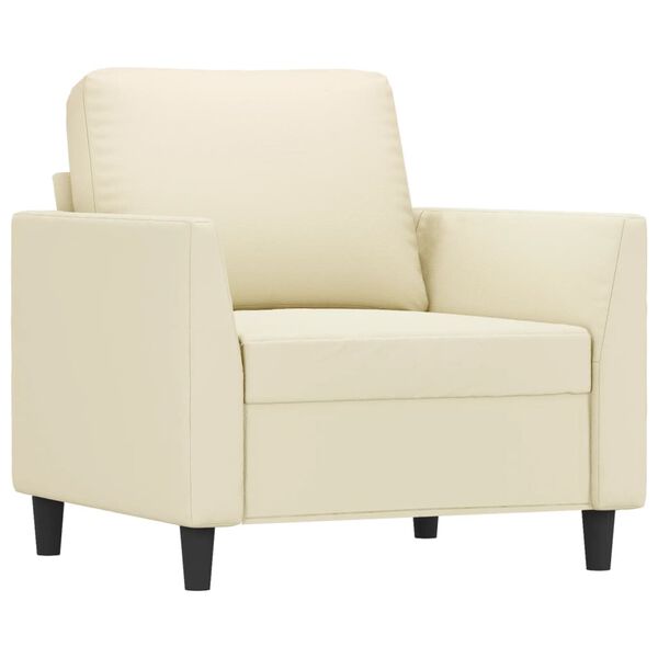 vidaXL Sill&oacute;n con taburete cuero sint&eacute;tico color crema 60 cm