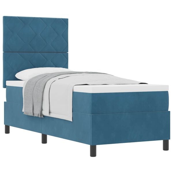 vidaXL Cama tipo Box Spring con colch&oacute;n Azul Oscuro 80 x 200 cm tela