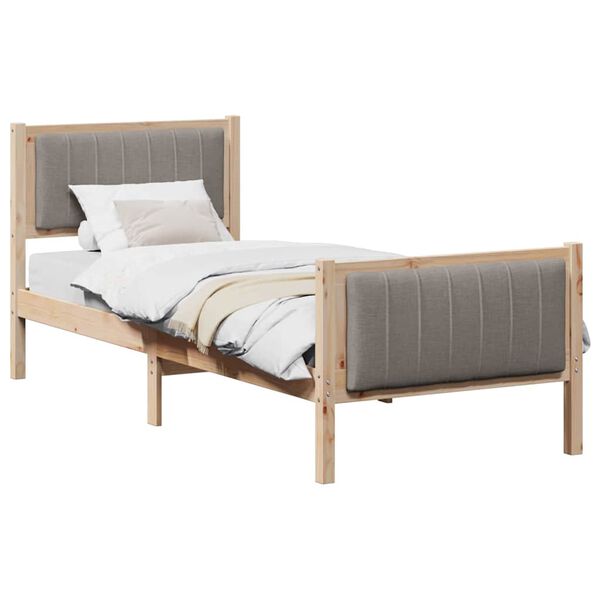 vidaXL Estructura de cama con cabecera Marr&oacute;n y taupe 75 x 190 cm