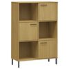vidaXL Librer&iacute;a patas de metal OSLO madera maciza marr&oacute;n 90x35x128,5cm