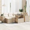 vidaXL Set sof&aacute;s de jard&iacute;n 7 piezas y cojines rat&aacute;n sint&eacute;tico beige