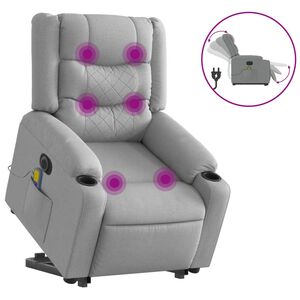 vidaXL Sill&oacute;n de masaje el&eacute;ctrico reclinable elevable tela gris claro