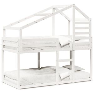 vidaXL Cama litera con techo madera maciza de pino blanco 90x190 cm