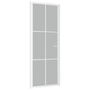 vidaXL Puerta interior de vidrio y aluminio blanco mate 83x201,5 cm
