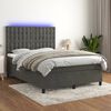 vidaXL Cama box spring colch&oacute;n y LED terciopelo gris oscuro 140x200 cm