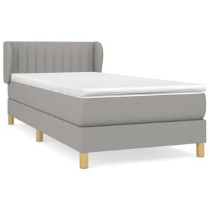 vidaXL Cama box spring con colch&oacute;n tela gris claro 90x190 cm