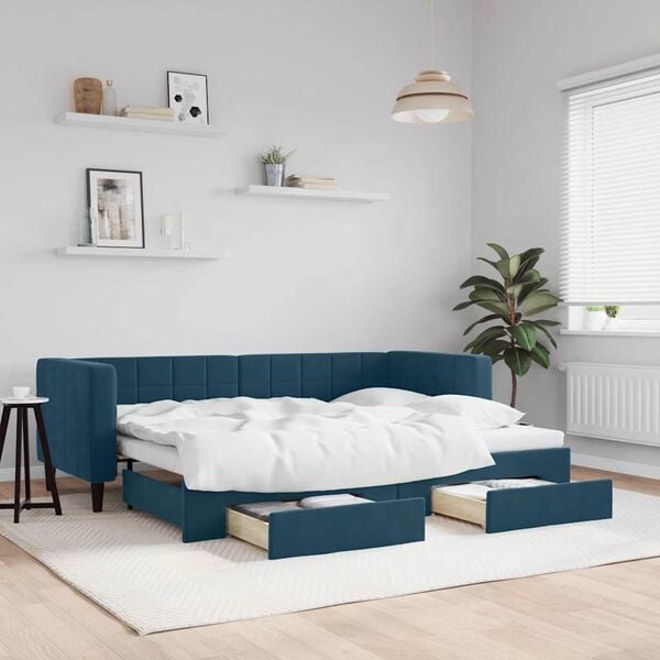 vidaXL Sof&aacute; cama nido con cajones terciopelo azul 80x200 cm