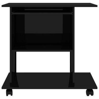 vidaXL Mesa de ordenador madera contrachapada negro brillo 80x50x75 cm