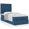 vidaXL Estructura de cama otomana con colch&oacute;n tela azul 90x190 cm